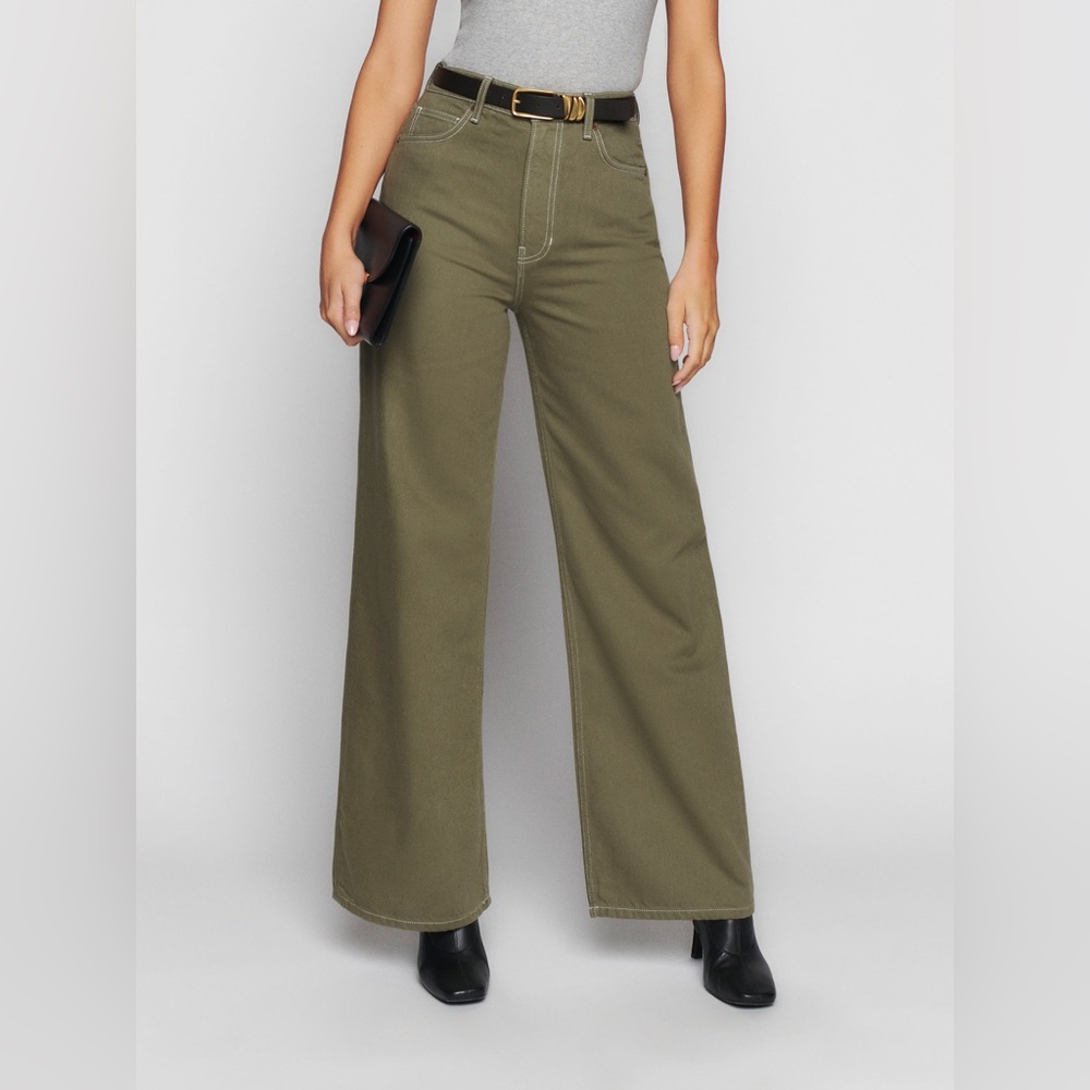 Reformation Cary High Rise Slouchy Wide Leg Jeans in Kalamata Size 26